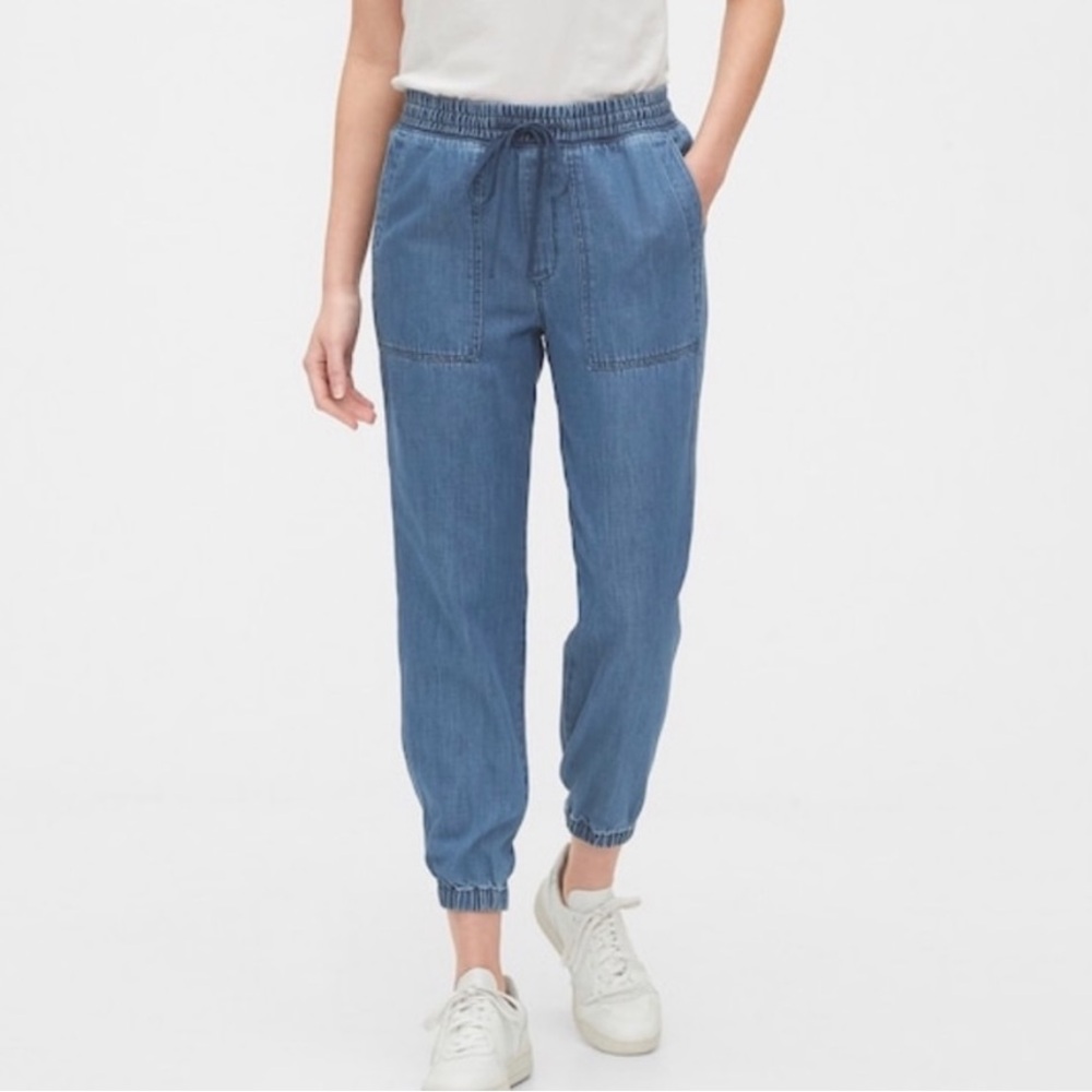 Gap | Womens Blue Denim Utility Joggers w/ Drawstring & Pockets - Size S Petite